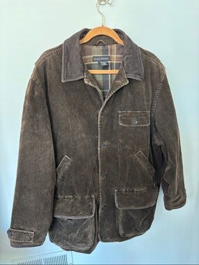 Banana Republic Corduroy Field Jacket, dark brown,faux leather collar, size M